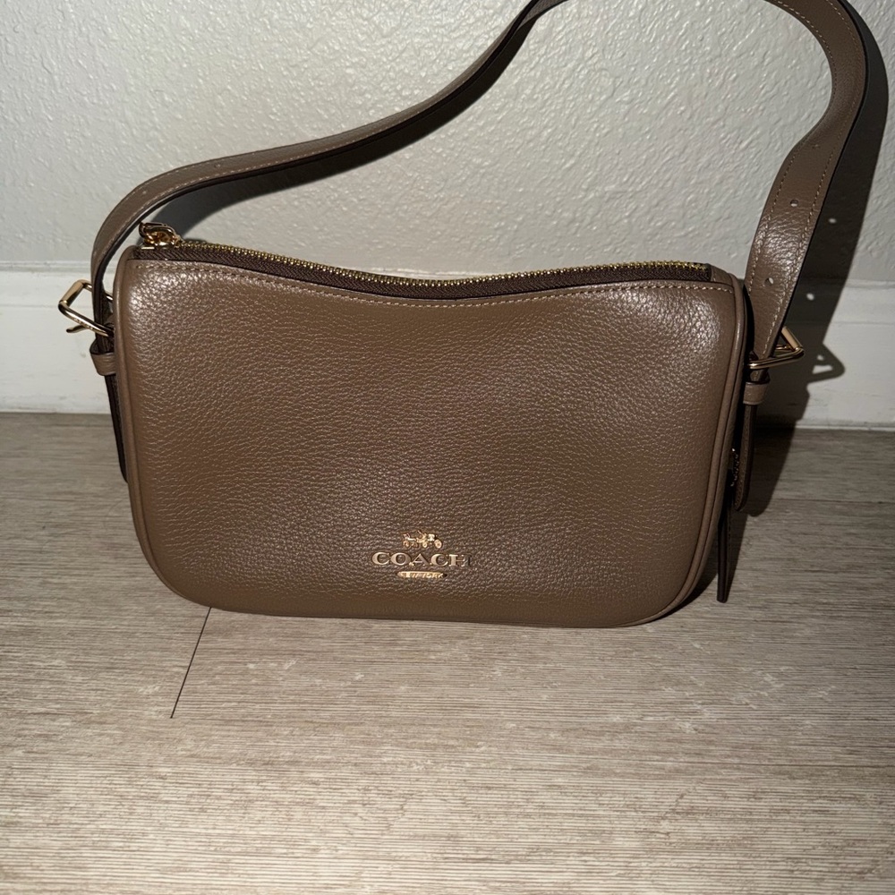 Coach Taupe Leather Shoulder Bag